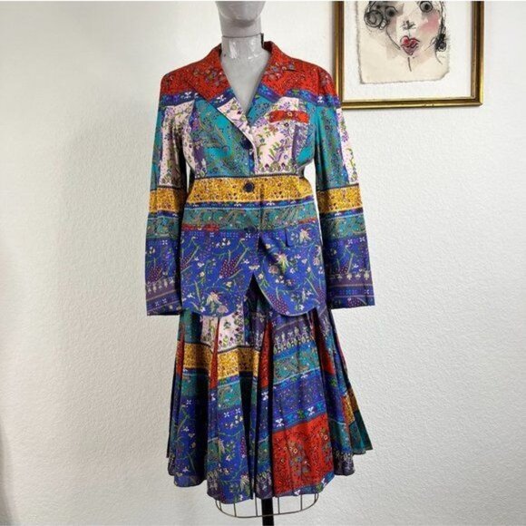 ETRO Milano Paisley Patchwork Floral A Line Swing Skirt - Picture 2 of 10